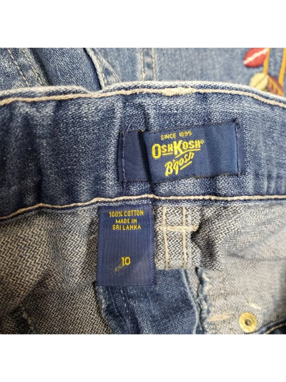 OshKosh Girls Denim Skirt Size 10 Floral Embroidered